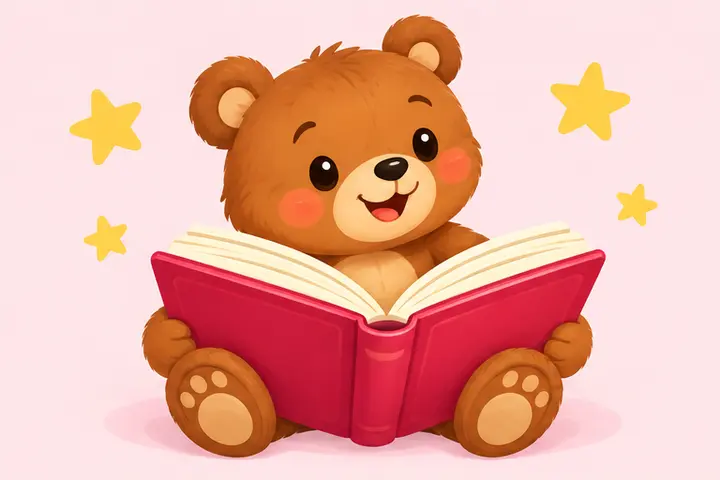 Медвежонок читает книгу